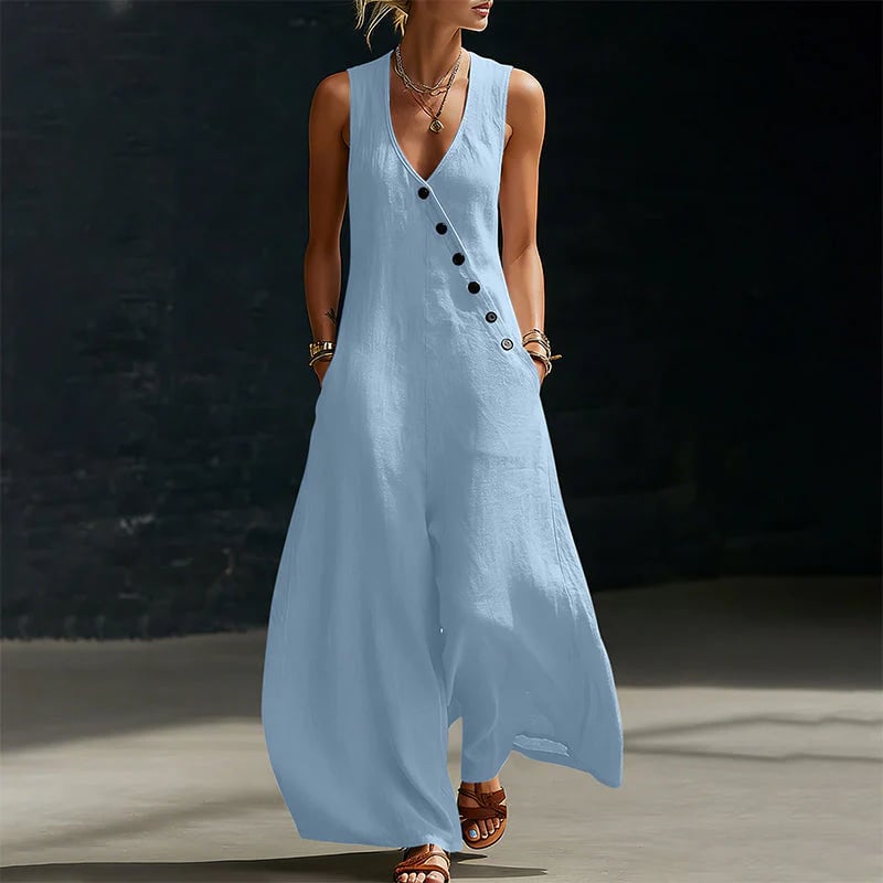 ✨✨Women's Sleeveless V-Neck Jumpsuit with Pockets