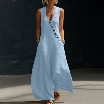 ✨✨Women's Sleeveless V-Neck Jumpsuit with Pockets