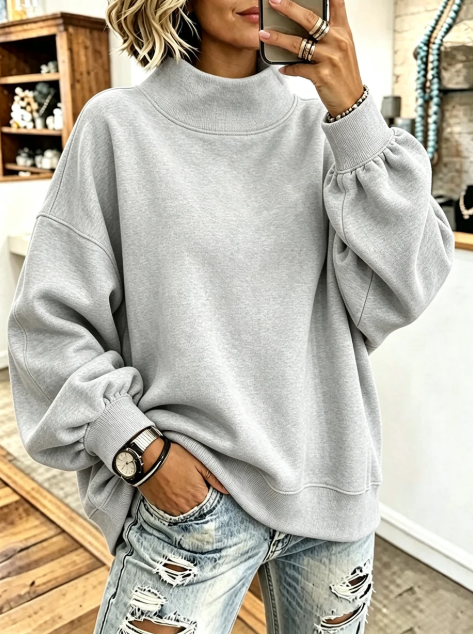 🤲LAST DAY SAVE 49% ⏰Cozy Pink High-neck Oversized Sweatshirt