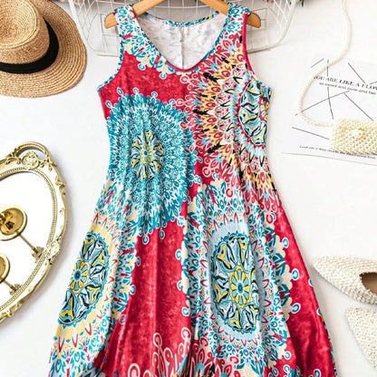 ✨✨Summer Hot Sale🌸Casual Sleeveless A-Line Printed Summer Dress