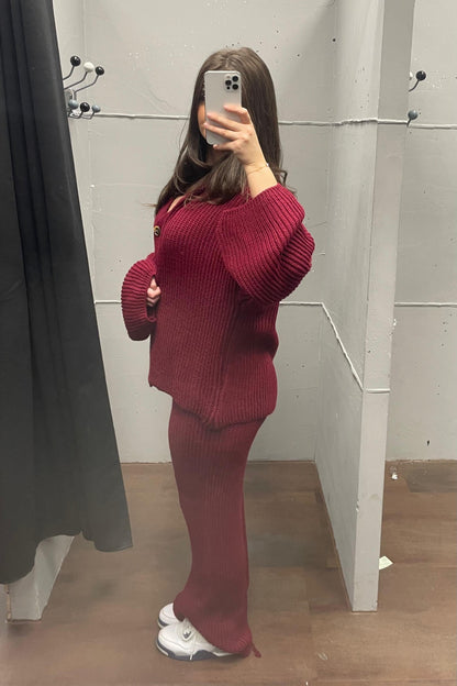💚Loungewear Set - Oversize Strickset Cardigan & Weite Hose