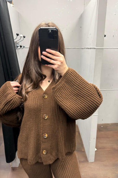 💚Loungewear Set - Oversize Strickset Cardigan & Weite Hose