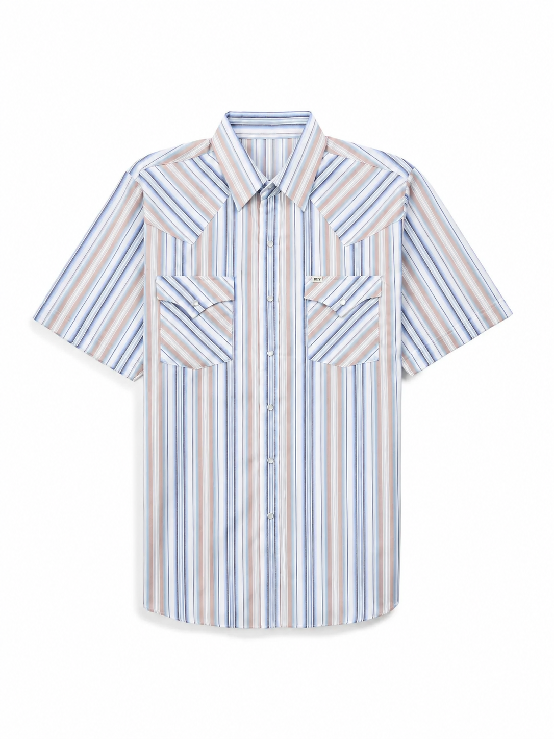 🤲6-PACK $23.99-Men's Western Stripe Snap Shirt with Pocket - Short Sleeve Casual Cowboy Shirt