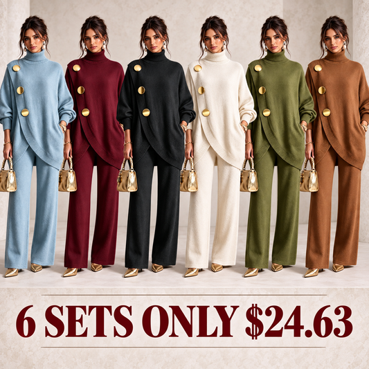 🤲💥 Elegant Knit Asymmetrical Button Set