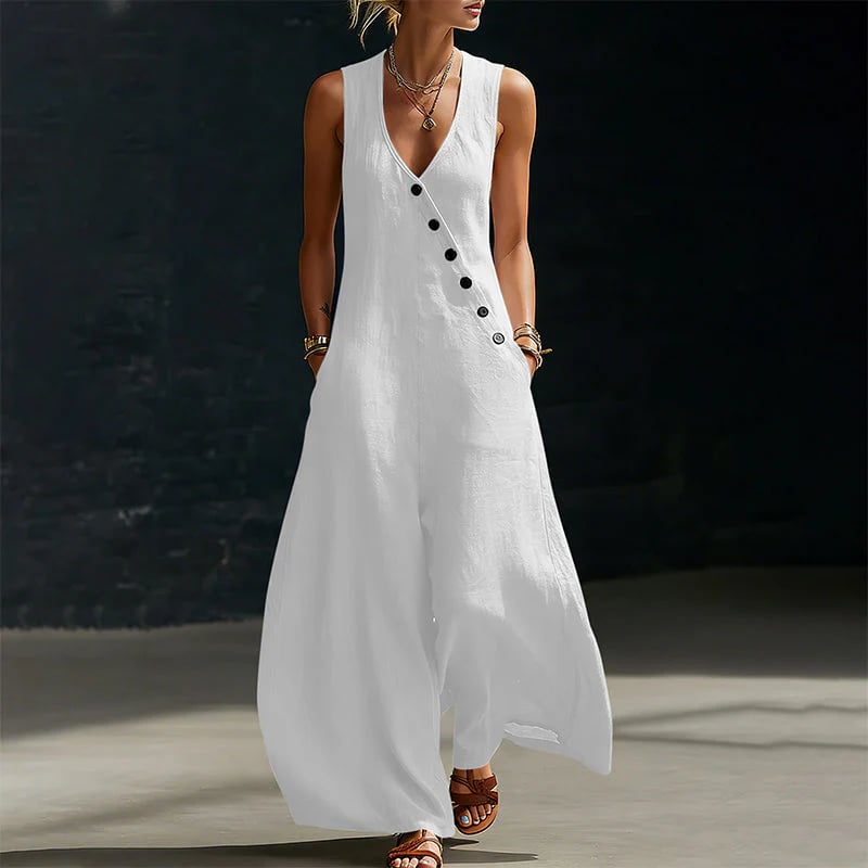 ✨✨Women's Sleeveless V-Neck Jumpsuit with Pockets