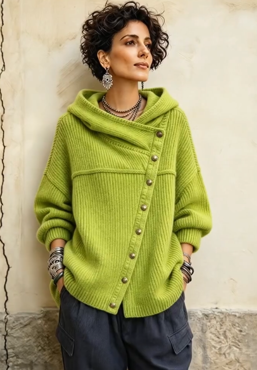 💛LAST DAY SAVE 49% ⏰Women's Oversized Hooded Knit Jacket Fall Casual Sweater Coat+🔥Free necklace