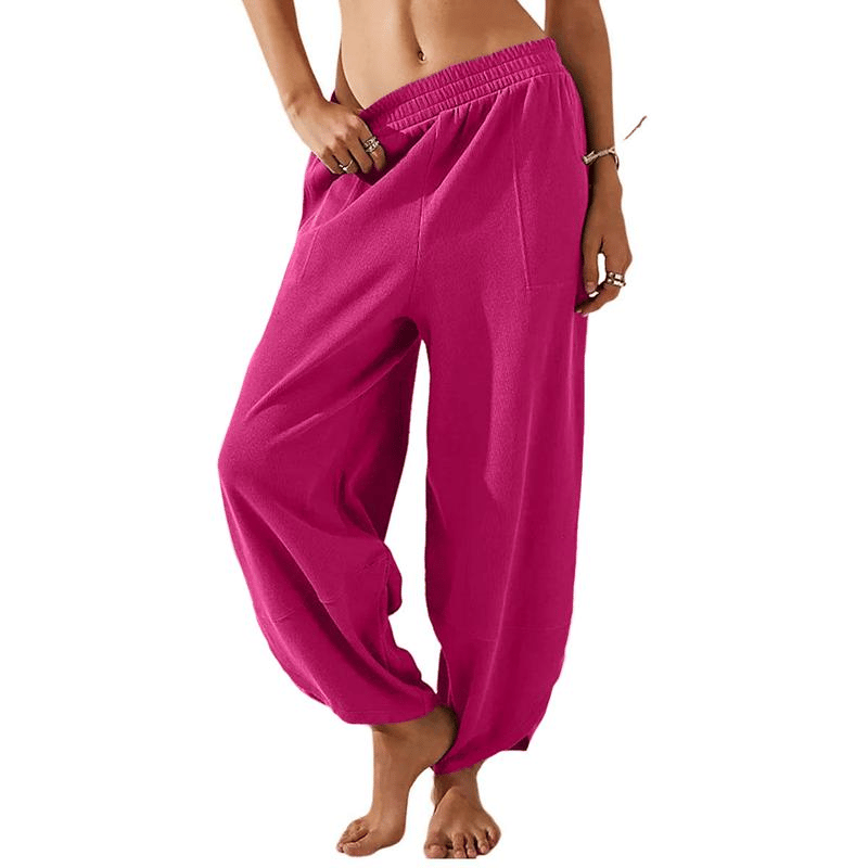 ✨✨Womens Baggy Wide Leg Pants Casual Elastic Waisted Palazzo Harem Pants with Pockets