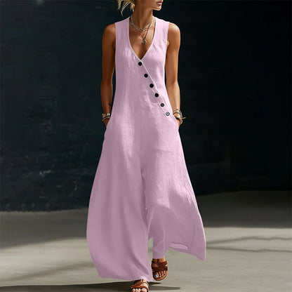 ✨✨Women's Sleeveless V-Neck Jumpsuit with Pockets