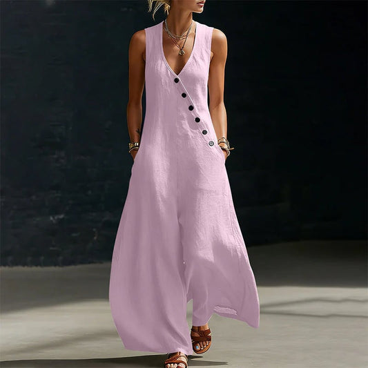 ✨✨Women's Sleeveless V-Neck Jumpsuit with Pockets