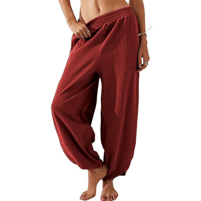 ✨✨Womens Baggy Wide Leg Pants Casual Elastic Waisted Palazzo Harem Pants with Pockets