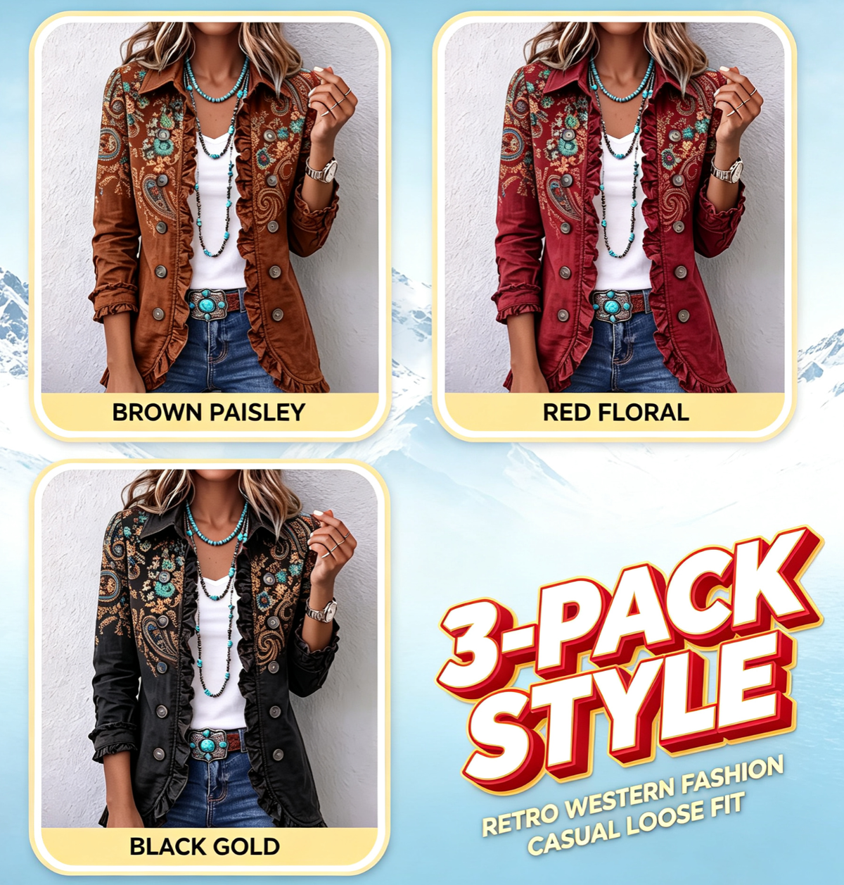 💛LAST DAY SAVE 49% ⏰Bohemian Paisley Ruffle Jacket