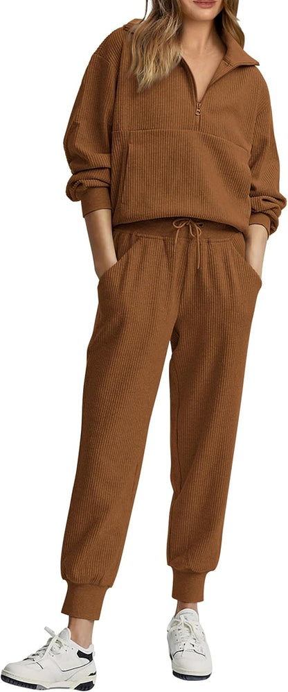NEW 🔥 Women's Cotton 2-Piece Oversized Drawstring Sweatshirt Set