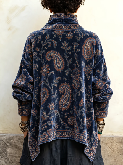 🤲LAST DAY SAVE 49% 🌸Women's Vintage Velvet Cowl Neck Asymmetrical Top