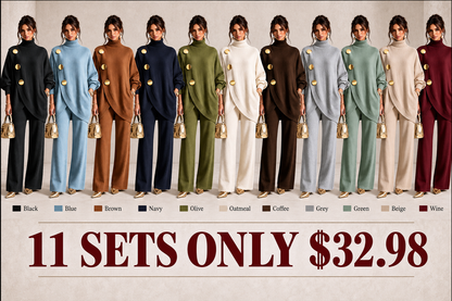 🤲💥 Elegant Knit Asymmetrical Button Set