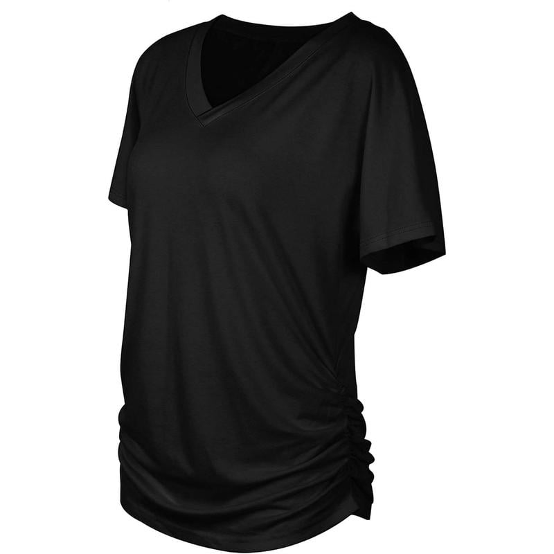 📦📦LAST DAY SAVE 49% ⏰Womens Short Sleeve V Neck Dolman Tops with Side Shirring Loose Fit Shirts