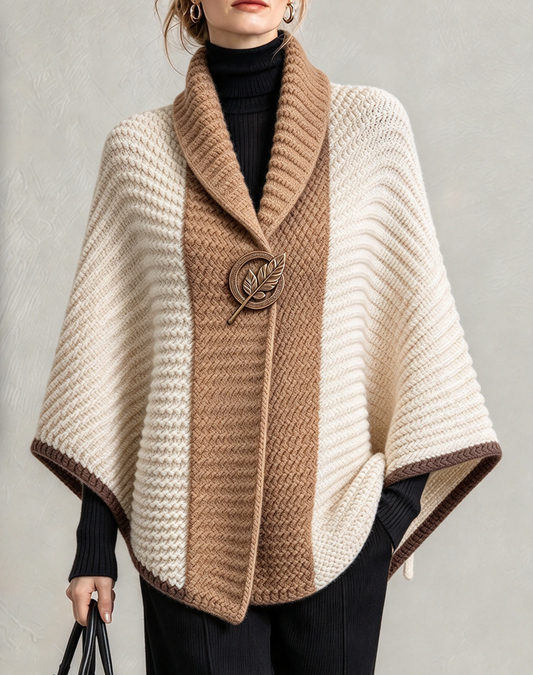 💛LAST DAY SAVE 49% ⏰Vintage-style Elegant Color-block Chunky Knit Cape