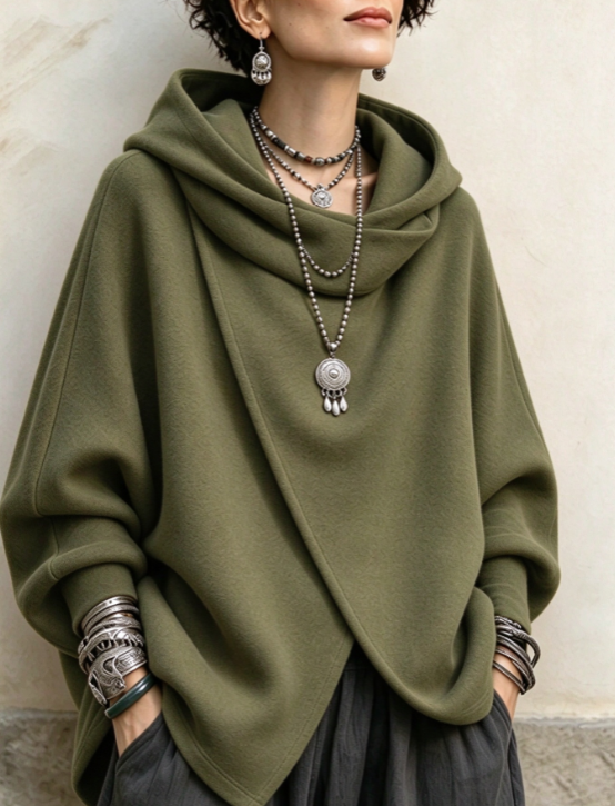 🤲LAST DAY SAVE 49% ⏰Cozy Vibrant Asymmetric Orange Versized Hooded Sweatshirt