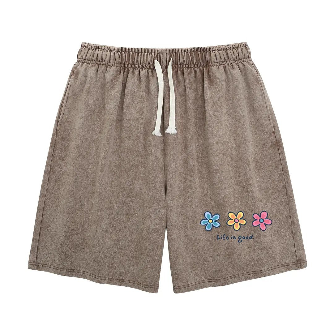 ✨✨Women's Soft Cotton Blend Washed Floral Shorts, Casual Summer Travel Streetwear Bottoms