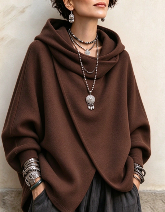 🤲LAST DAY SAVE 49% ⏰Cozy Vibrant Asymmetric Orange Versized Hooded Sweatshirt