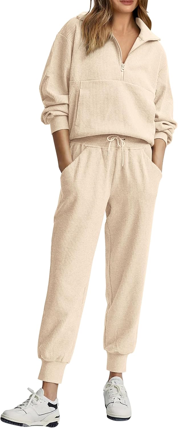 NEW 🔥 Women's Cotton 2-Piece Oversized Drawstring Sweatshirt Set