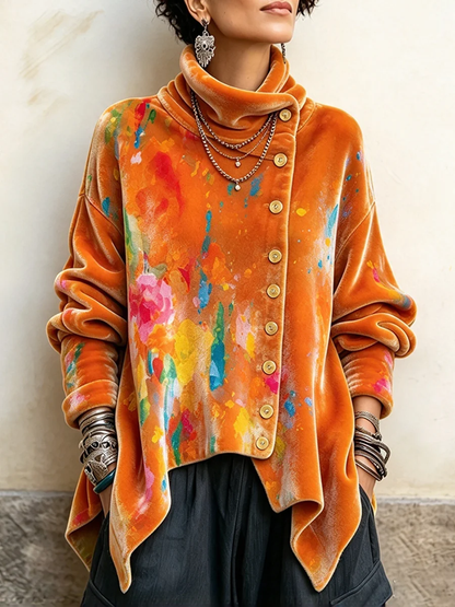 🤲LAST DAY SAVE 49% 🌸🤎 Colorful Velvet Asymmetrical Top