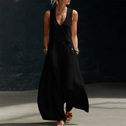 ✨✨Women's Sleeveless V-Neck Jumpsuit with Pockets