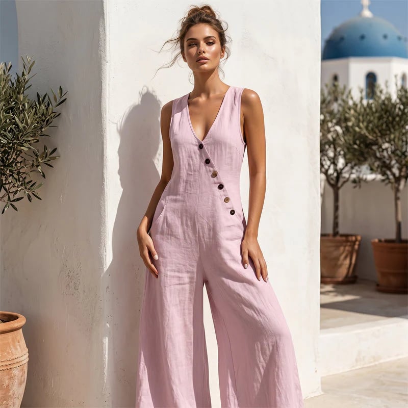 ✨✨Women's Sleeveless V-Neck Jumpsuit with Pockets