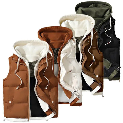 💚Autumn Winter Couple Hooded Warm Vest Fake Two-Piece Polyester