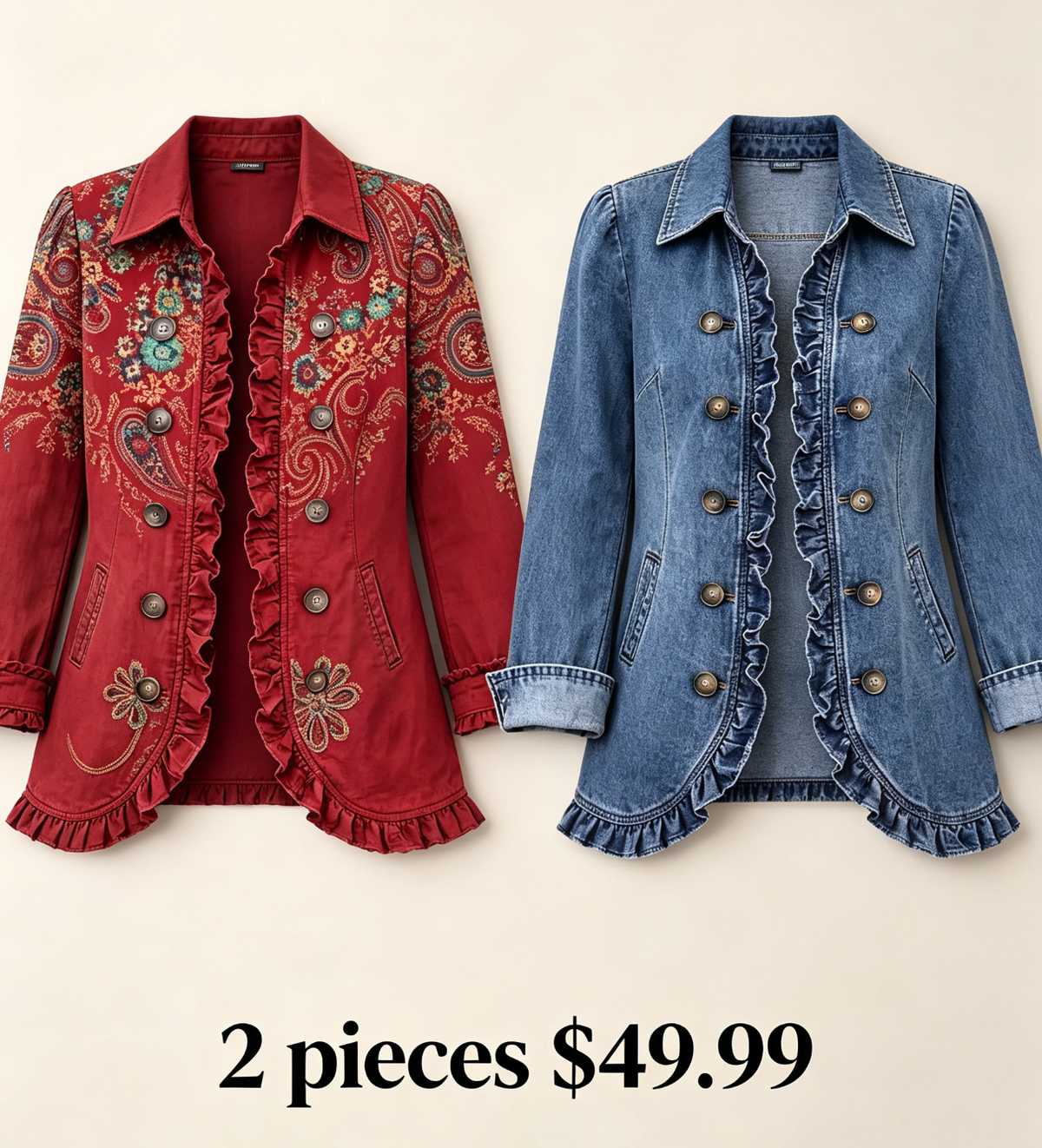💛LAST DAY SAVE 49% ⏰Bohemian Paisley Ruffle Jacket