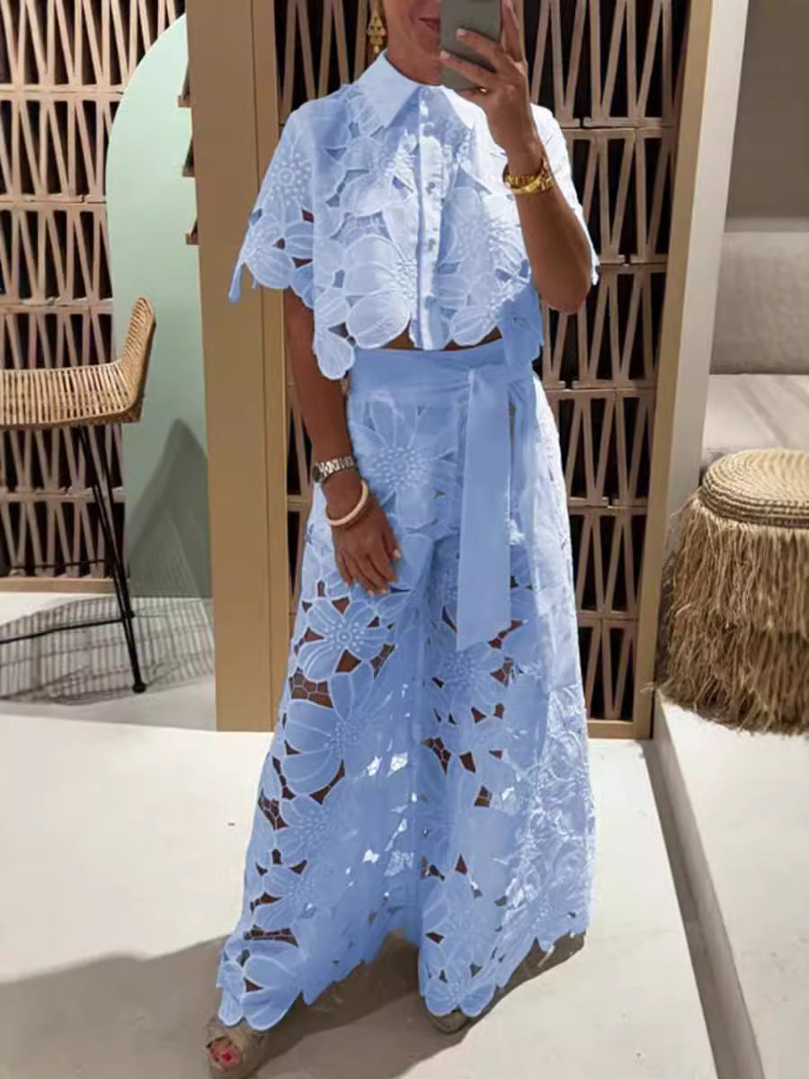 Lace Embroidered 2-Piece Party Set