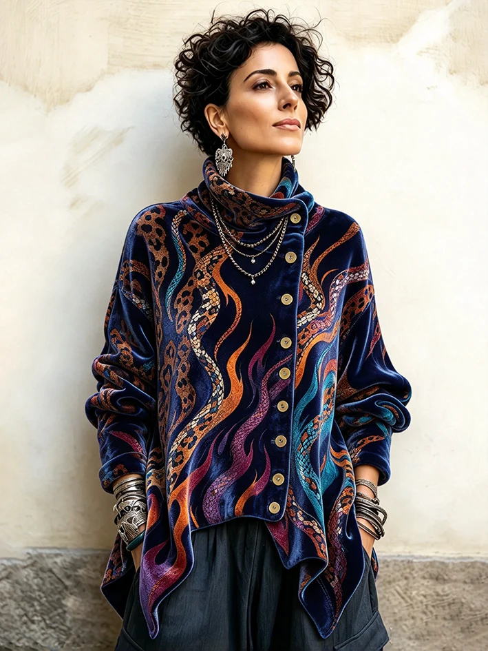 🤲LAST DAY SAVE 49% 🌸Women's Vintage Velvet Cowl Neck Asymmetrical Top
