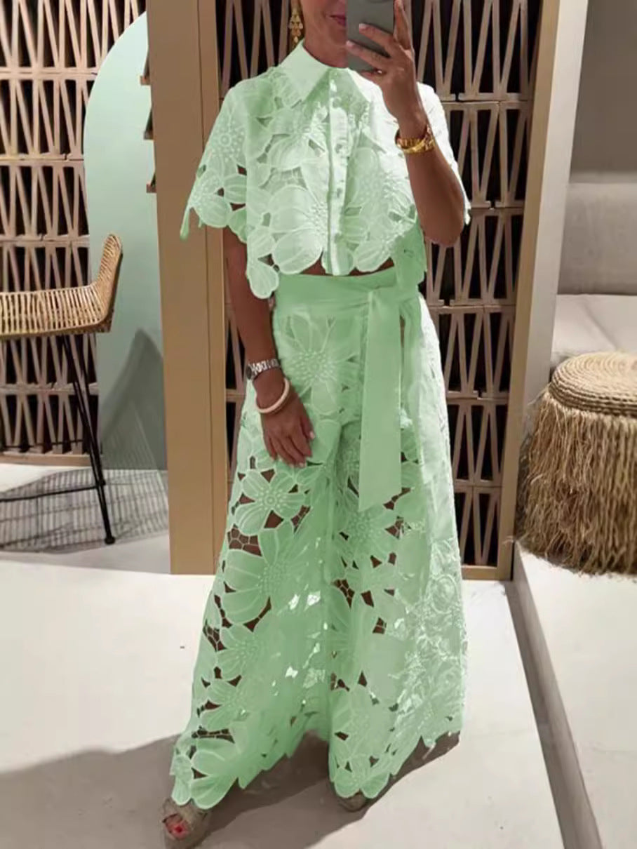 Lace Embroidered 2-Piece Party Set