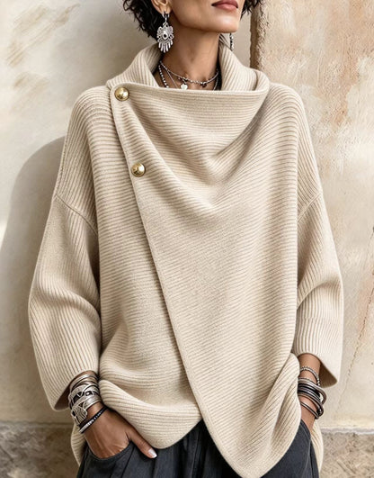 💛LAST DAY SAVE 49% ⏰Relaxed Chic Knitted Asymmetric Button-up Top