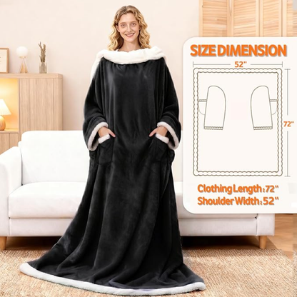 💛Wearable Heated Blanket with Sleeves | 10 Heat Settings, Auto Shut Off, Machine Washable 52”*72”+18”