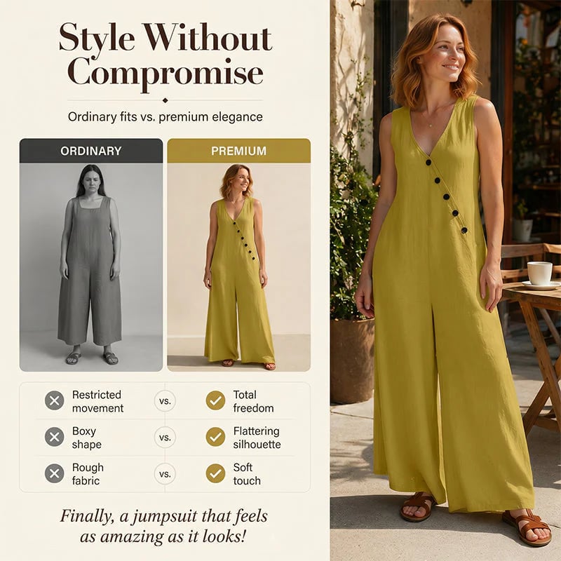 ✨✨Women's Sleeveless V-Neck Jumpsuit with Pockets