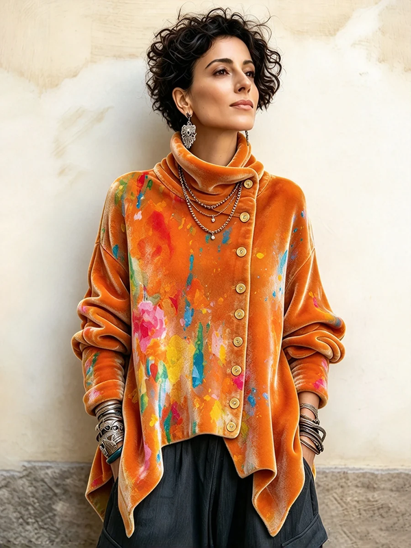 🤲LAST DAY SAVE 49% 🌸🤎 Colorful Velvet Asymmetrical Top