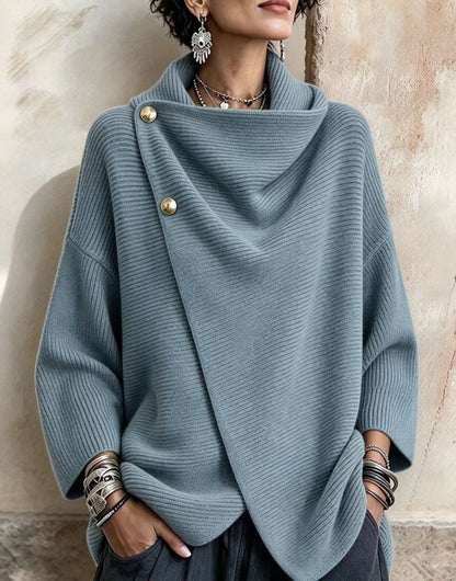 💛LAST DAY SAVE 49% ⏰Relaxed Chic Knitted Asymmetric Button-up Top