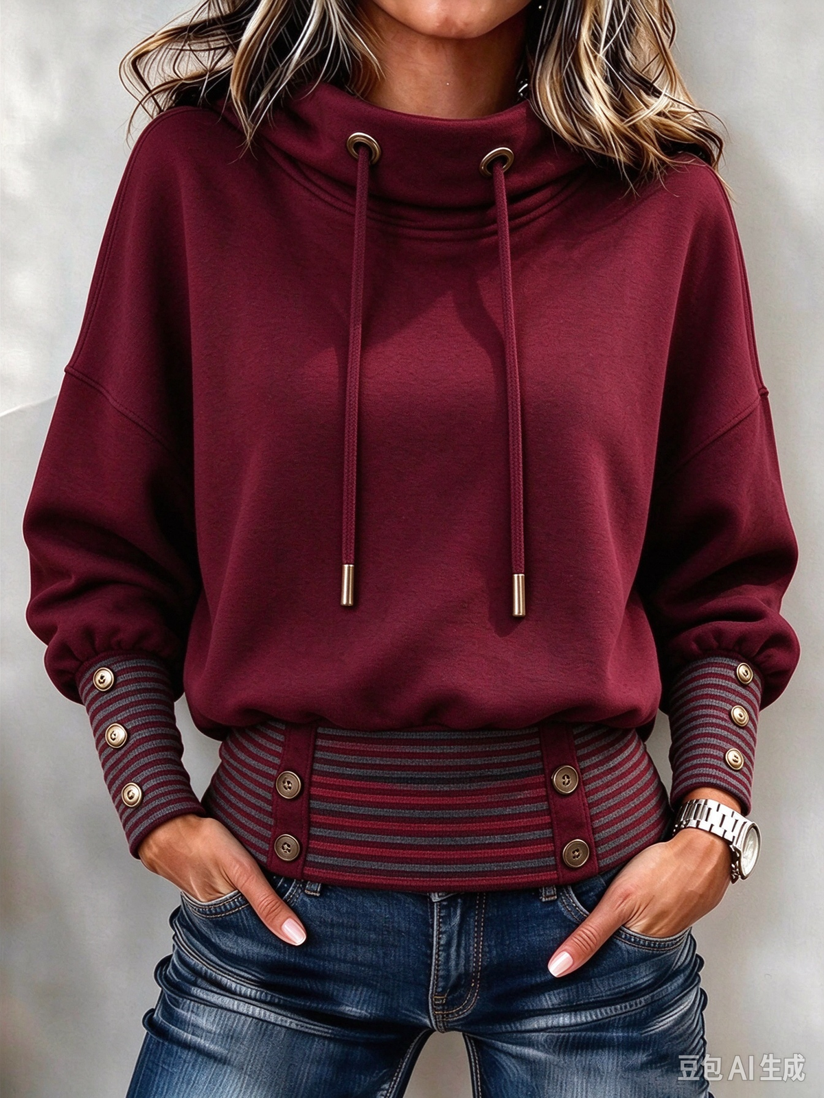 💛LAST DAY SAVE 49% ⏰Casual Stand-collar Drawstring Sweatshirt