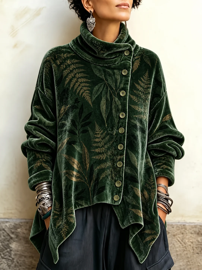 🤲LAST DAY SAVE 49% 🌸Women's Vintage Velvet Cowl Neck Asymmetrical Top