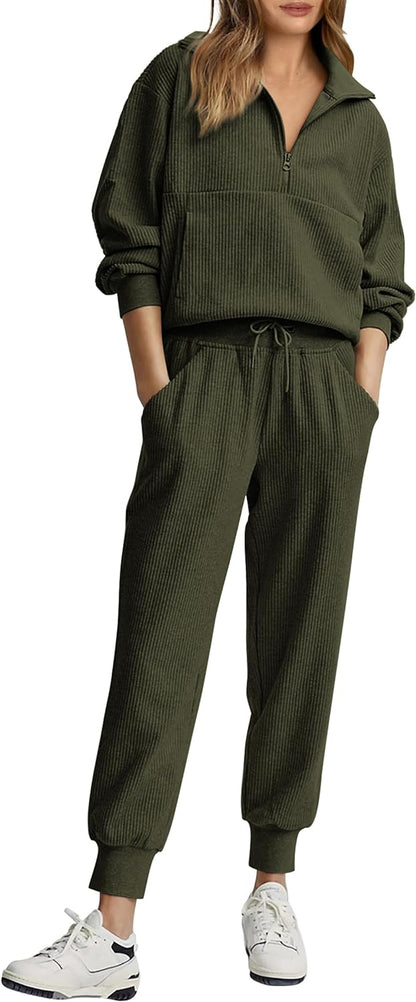 NEW 🔥 Women's Cotton 2-Piece Oversized Drawstring Sweatshirt Set