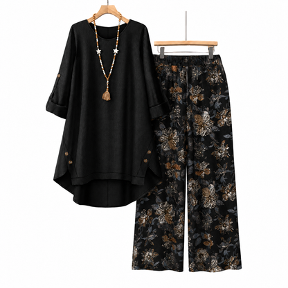 💚Women's Cotton Linen Half Sleeve Top ＆ Pants Set – Breathable & lightweight