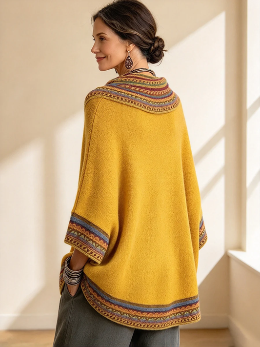 💛LAST DAY SAVE 49% ⏰Boho Cozy Mustard Yellow Oversized Raped Cowl Knit Top