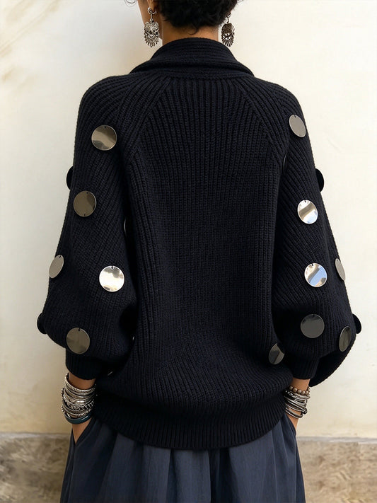 🤲LAST DAY SAVE 49% ⏰Embellished Metallic-Disk Wrap Cardigan