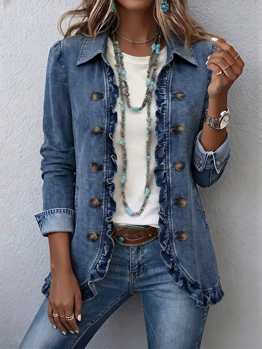 🤲LAST DAY SAVE 49% ⏰Chic Ruffled Denim Jacket