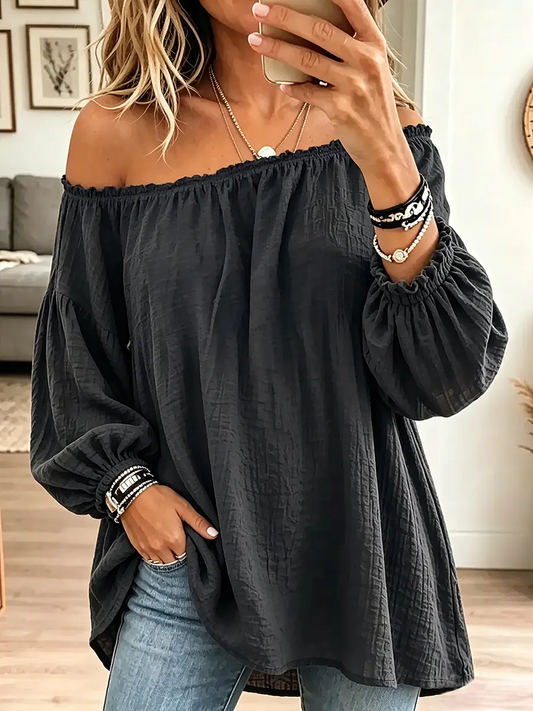 🤲LAST DAY SAVE 49% ⏰Vintage Off-Shoulder Cotton-Linen Blouse – Feminine & Effortlessly Chic