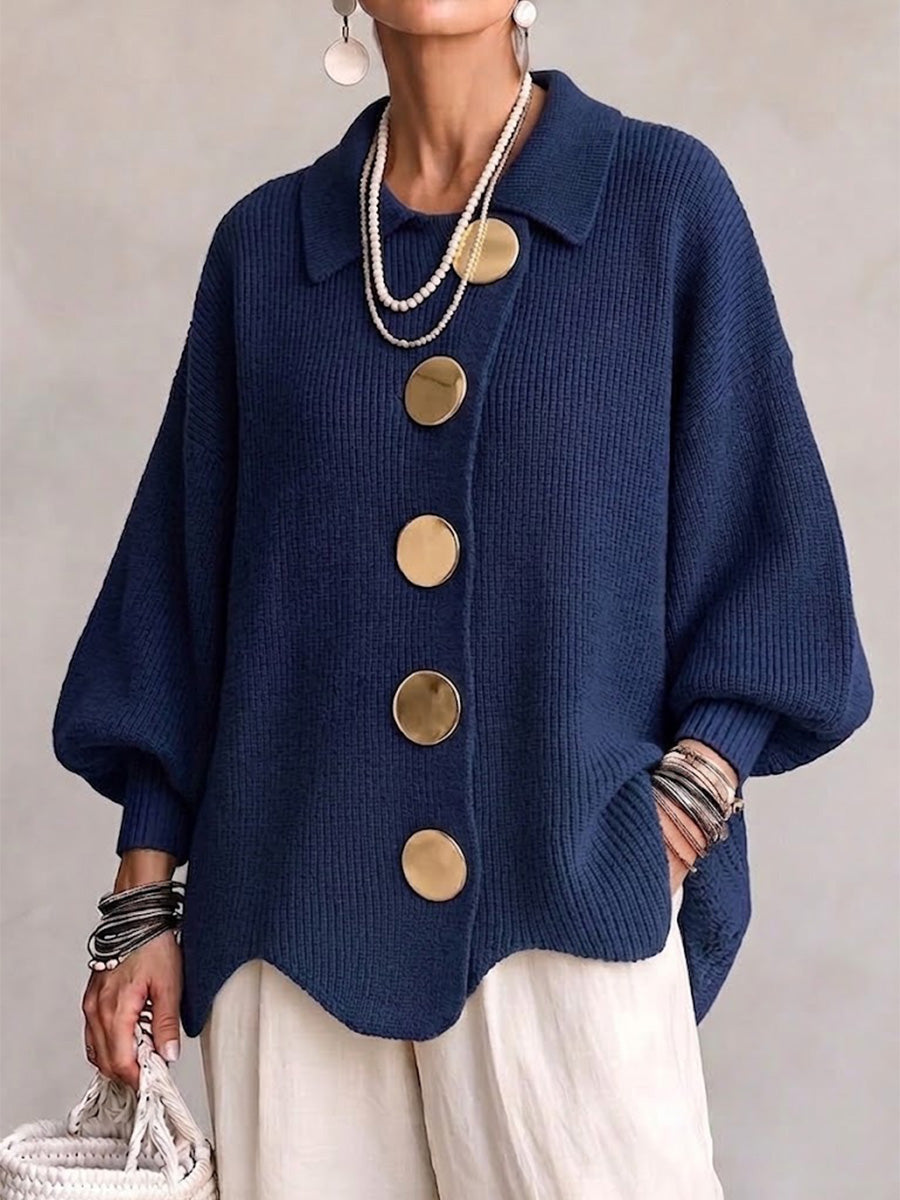 🤲LAST DAY SAVE 49% ⏰Oversized Collared Knit Cardigan With Large Metal Buttons