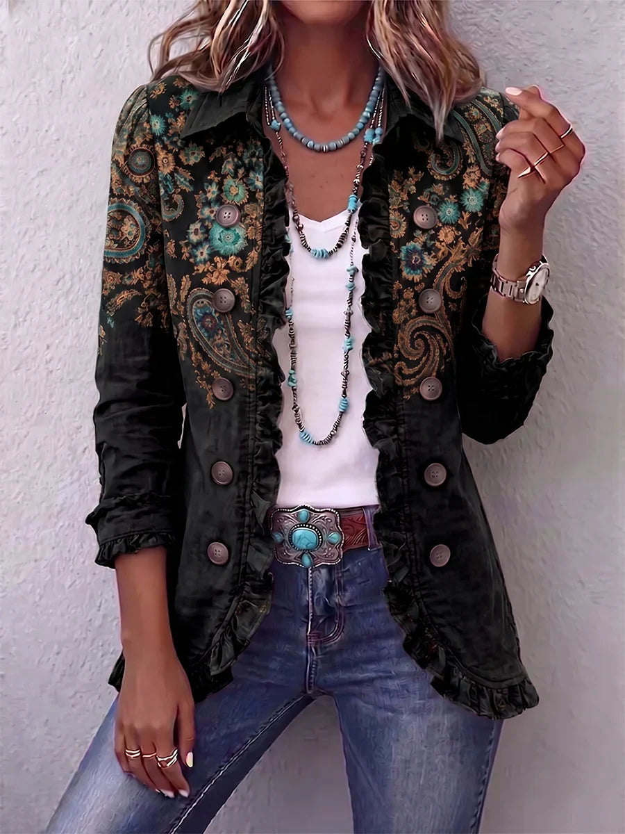 💛LAST DAY SAVE 49% ⏰Bohemian Paisley Ruffle Jacket