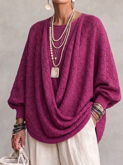 💛LAST DAY SAVE 49% ⏰Knit Top With A Cowl Neck, Cut-out Details, And Lantern Sleeves.