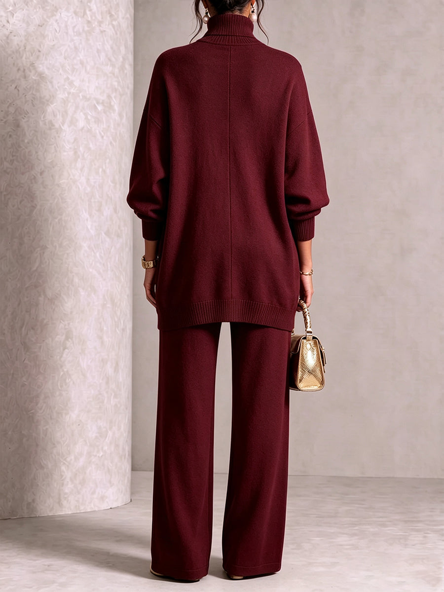 🤲LAST DAY SAVE 49% ⏰Elegant Burgundy Knit Asymmetrical Button Set