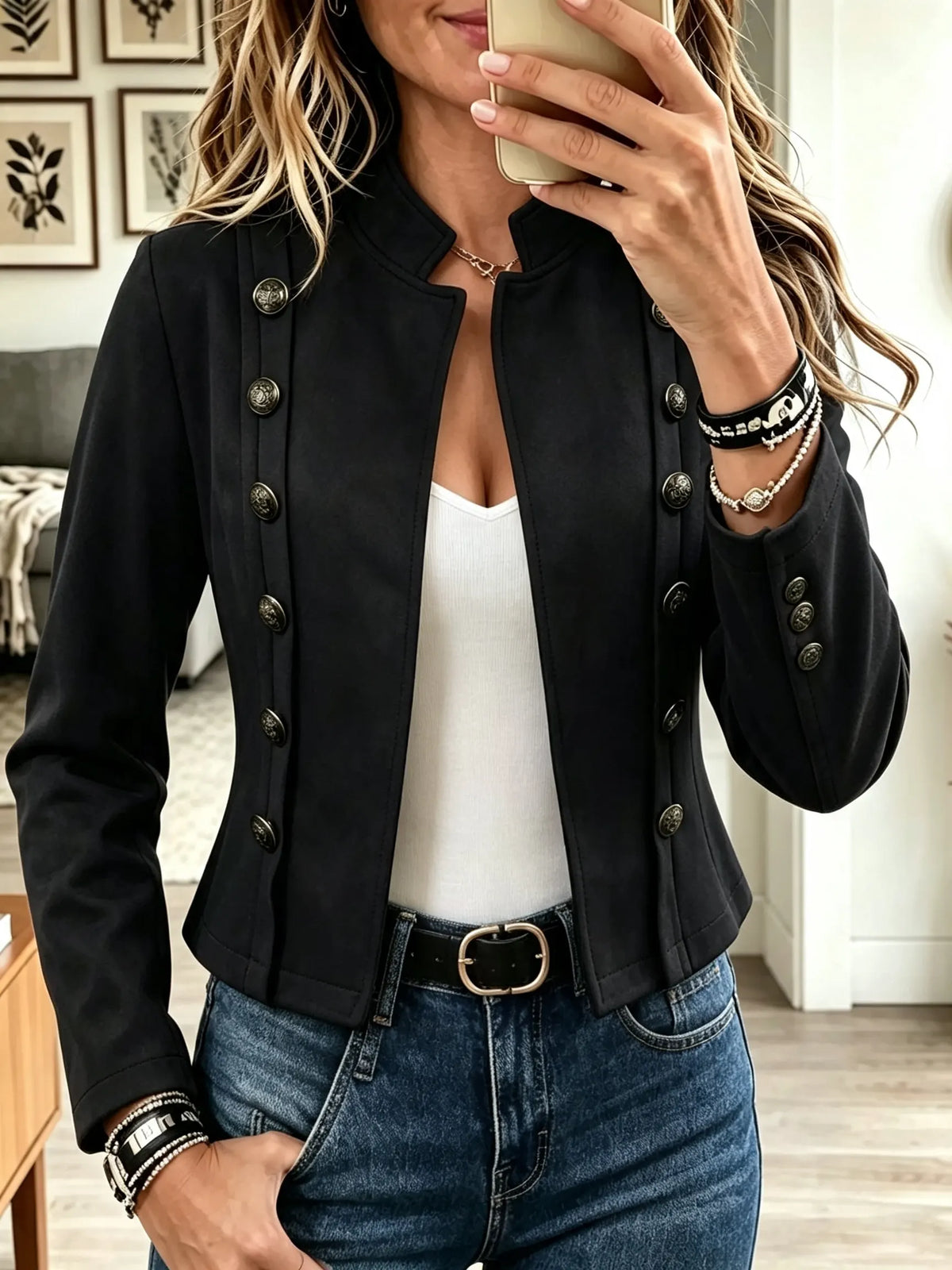 🤲LAST DAY SAVE 49% ⏰Women's Double-Breasted Suede Military Jacket